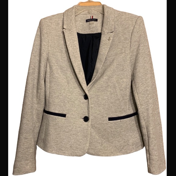 Tommy Hilfiger: Gray Blazer with Elbow Patches. Size 10. - Picture 1 of 5